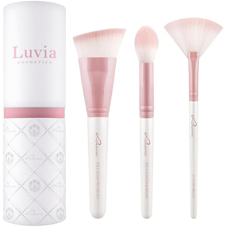 Sminkborstset Luvia, Highlight & Contour Set, Professionellt Highlighterborste och Contourborste Set, 3 veganska Kosmetiska Borstar, Sminkborstar