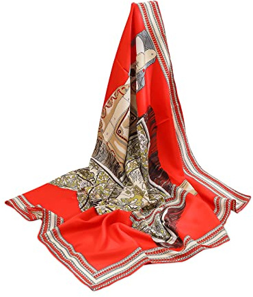 LumiSyne Seidenschal Damen Quadratischer Schal Retro Künstlerisch Pferd Gedruckte Leicht Schal Dekorativer Halstuch Kopfbedeckung Vierecktuch Multifunktionales Kopftuch