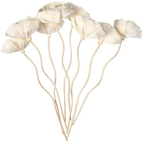 Angoily Diffusor für ätherische Öle, 8 Schilfrohrstäbe mit Blumen, Nachfüllpack für Rattanstäbe für Innenduft und natürliche und entspannende Heimdekoration