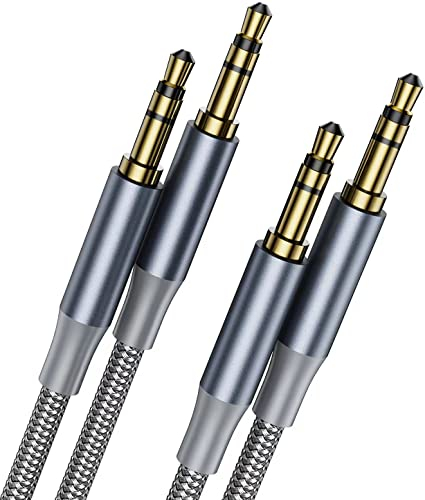 3,5mm Aux-Audiokabel [2Pack,1m 2m], geflochtenes Stecker-auf-Stecker-Kopfhörerkabel Hi-Fi Sound kompatibel für Auto/Heim-Stereoanlagen, Lautsprecher, Sony, Echo Dot, Kopfhörer, Beats, iPod, iPad etc