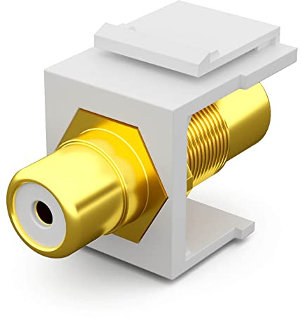 HB-DIGITAL Keystone Modul mit RCA Verbinder (Markierung WIESS) | Multimedia-Keystone für Patchpanel Netzwerkdose Keystone-Halterung Adapter Kupplung Plug-&-Play weiß