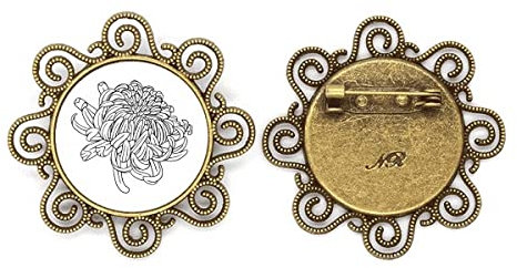 fiore crisantemo contorno fiore spilla pin gioielli per ragazze, Medio