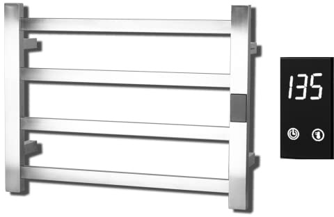 Topdattion Electric Towel Warmer | Super Thin | with Timer & Temperature Multi-Level Adjustments | Hardwired & Plug-in | 4 Bar | Brushed Finish