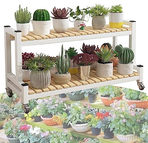 LIGUOYI Pflanzenregale Aus Metall Blumentreppe 2 Ebenen 3 Ebenen Gartenregal Mit Laufrädern, Garten Blumenregal Leiterregal 80 100 120cm Pflanzenregal Für Indoor Outdoor, Schwarz, Weiß