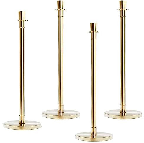 Artiz Absperrungen Zur Kontrolle Von Menschenmengen, Rungen Und Samtseile Set Crowd Control Runge Sicherheitszaun-Geländer Für Theater Hotels Clubs Museen (Farbe : Gold, Größe : 4PCS)