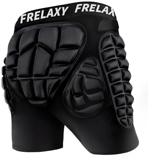 Frelaxy 3D Protective Padded Shorts for Snowboard, Skate and Ski, Snowboard Butt pad, 3D Protection for Tailbone, Hip and Butt (Black, M)