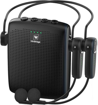 Mini amplificador de voz inalámbrico personal con 2 micrófonos Bluetooth, sistema de altavoces Pa recargable de 15 W para profesores, entrenadores y hablar en público