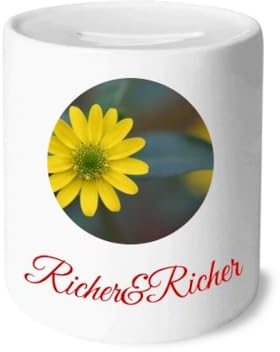 Gelbe Blumen grüne Chrysanthemen reich und reich Bank Spardose Münze
