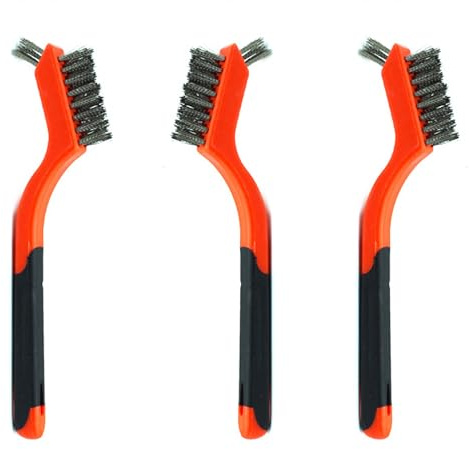 Wire Brush Set for Cleaning Rust Removal in Holes, 3pcs Brass/Stainless Steel/Nylon Brushes (Stainless Steel)