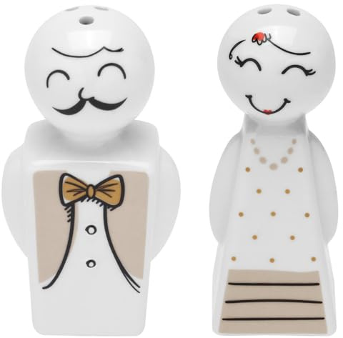 GRUSS & CO Salz- und Pfefferstreuer Hochzeit | Figürliches Set Mann und Frau, Porzellan, Höhe je 8 cm | Geschenk für Paare, Hochzeit | 48623