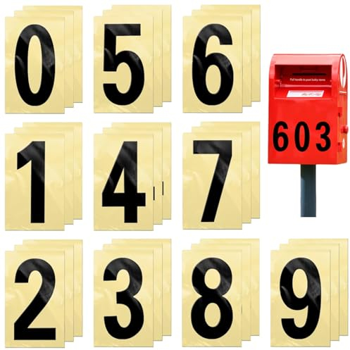 Zahlen Aufkleber 0-9 Reflektieren Zahlen Sticker 30 Stück Klebezahlen 10 x 4.8 cm Zahlen Zum Aufkleben Wasserdicht Selbstklebend für Briefkasten Mülltonnen Behälter Hausnummern (Schwarz)