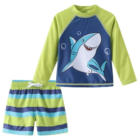 Aisyee Boys Rash Vest Swim Shorts Kids Swimming Costume Set 3-4 Years