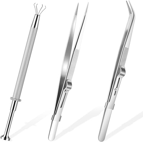 Ouligay Pinza per piercing a sfera, 3 pezzi, strumento per pick-up, pinzette per artiglio e per pietre