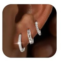 ZHESHY 3 Paar Silber 925/Gold Ohrringe Damen 14K Vergoldet Klein Ohrstecker Set mit Zirkonia Stapelbar Wasserfest Stecker Hypoallergene Goldene Creolen Ohrringe Für Mädchen Frauen Mehrere Piercings