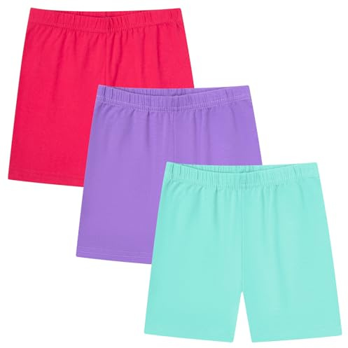 Moitiy cykelbyxor barn kryssningsbyxor flickor sportbyxor kruz shorts leggings byxor sport shorts flicka bomull sommarbyxor 5–14 år 3 par, Flerfärgad 04, 7-8 år