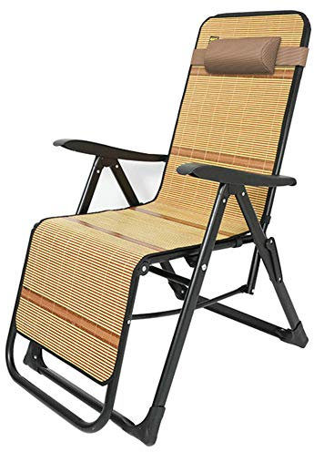 QUSYZD Klappstuhl, natürliche Bambusmatte/Stahlgeflecht-Design/einstellbar, Mittagspausenstuhl/Loungesessel,C,C