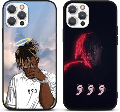 nurkorki [2 Stück] Cool Sänger Handyhülle für iPhone 16 6,1 Hülle,Schwarz Weiche Silikon mit Cartoon Rapper Juice Wrld Design Schutzhülle TPU Stoßfest Bumper Case