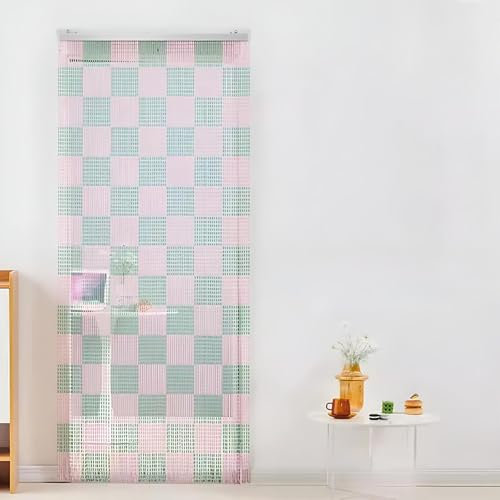 Eiauiuo Perlenvorhang aus Acryl Perlen und Aluminium Schiene Innen Dekorativer Fadenvorhang Raumteiler Insektenschutz Türvorhang Hängender Vorhang(Quadrat,120x210cm(120 Stränge))