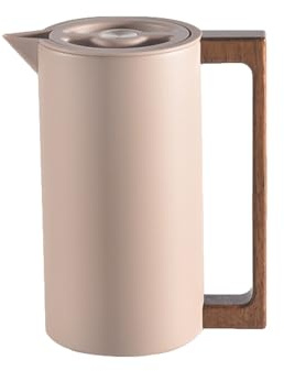 Pichet Isotherme Pot, Carafe à Café Thermique Acier Inoxydable, Avec Poignée En Bois Et Bouton-poussoir De Sécurité Simple, Pour La Maison, L'hôtel, Le Bureau (Chameau,1L)