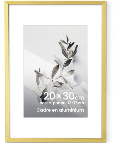 Feihorrm Bilderrahmen 20x30 Gold, Aluminium 20x30 cm Fotorahmen, Metall Rahmen Mit gehärtetem Glas, Für 20x30 cm-Fotos ohne Passepartout oder 12x17 cm-Fotos mit Passepartout