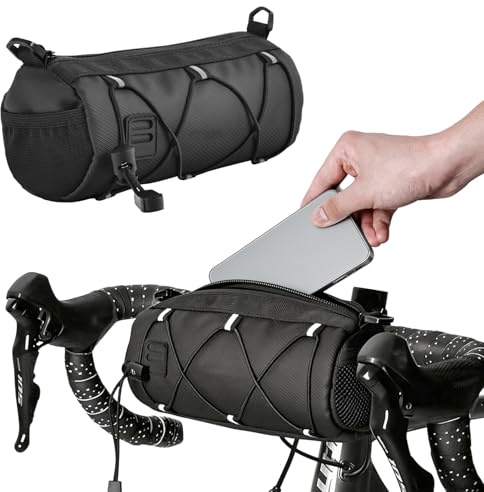 NCONCO Bolsa para manillar de bicicleta, multifunción, 2,5 l, bolsa frontal para bicicleta, bolsa de almacenamiento con correa para el hombro, bolsa de manillar para bicicleta de carretera, bicicleta