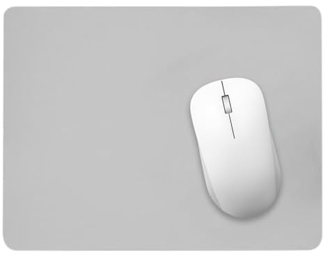 1 Stück Mauspad Mouse Pad mit Anti-Rutsch Gaming Mousepad Mous Pad, Mausped für PC mit glatter Oberfläche für Computer und Laptops Mauspad aus Leder, Maus Pad für alle Maustypen, 26x21 cm,Silbergrau