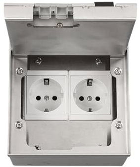 Presa da pavimento a scomparsa, AC 250 V, 16 A, impermeabile, in acciaio inox, con due prese europee, per casa, uffici e giardino