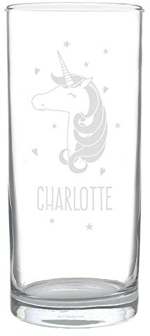 CalEli Gifts Engraved Hi Ball Glass. Personalised Unicorn Glass