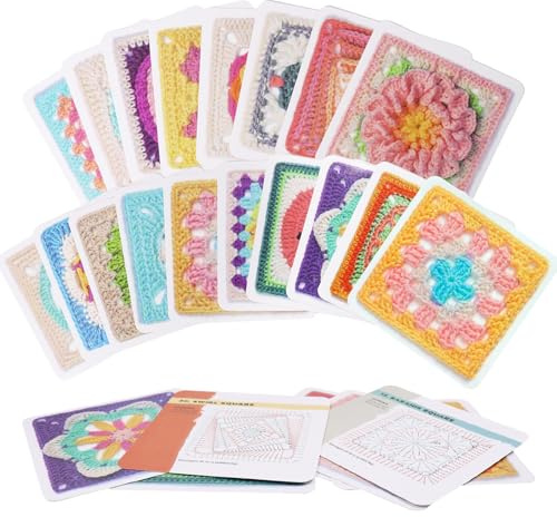 50 Card Deck Granny Square Kit, Granny Square Biglietti All'uncinetto, Mix e Match Design, Con Scritta e Foto, per Coperte All'Uncinetto Individuali, Toppe E Altro Ancora