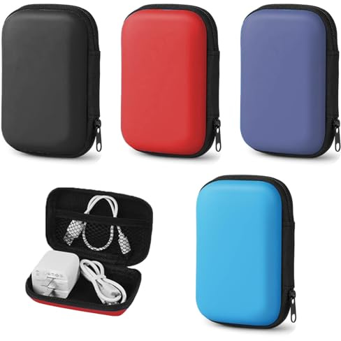 VIQIHEOE Spielkarten Box, 4 Stück Spielkarten Etui, Aufbewahrungsbox Kartenspiel, Kartenbox, Bluetooth Kopfhörer Tasche, für Karten, Kopfhörern und Datenkabeln(Rot, Lila, Schwarz, Hellblau)