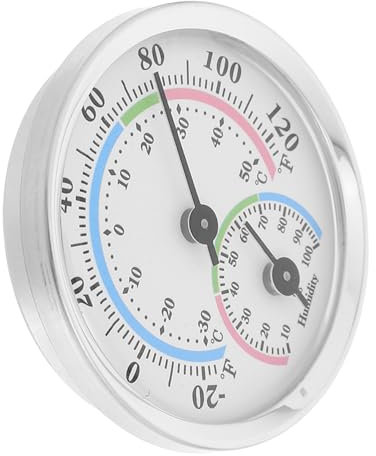 Yardenfun Termometro Igrometro in Alluminio Display Analogico Misuratore Temperatura e Umidità Portatile Per Sauna