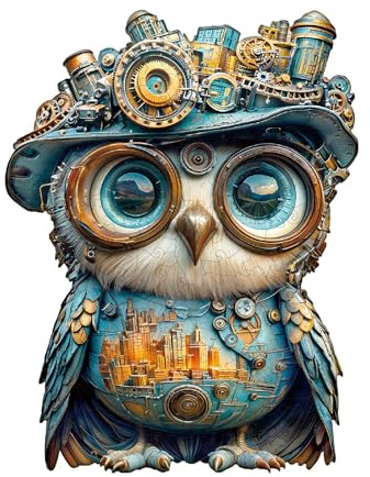 WOODBESTS Holzpuzzle Erwachsene, 215 Teile Mechanische Eule Holzpuzzle | Unregelmäßige Einzigartige Puzzle, Weihnachten und Geburtstag Geschenke für Puzzle-Liebhaber (34 × 26 cm)