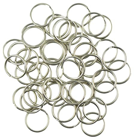 Lot de 50 porte-clés fendus en acier inoxydable pour porte-clés et travaux manuels 18 mm