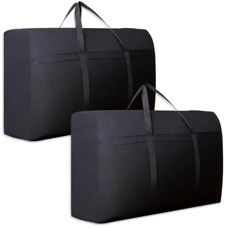 2 Piezas 100L Bolsa de Almacenamiento Extra Grande, 75 x 50 x 27 cm | Impermeable 420D Oxford Bolsas de Mudanza, con Cremallera y Asa, para Ropa de Temporada, Edredones, Mantas, Moverse o Viajar