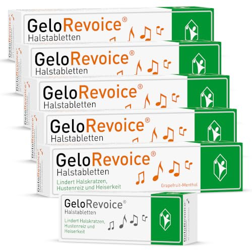 GeloRevoice Halstabletten Grapefruit-Menthol: Lindert Halskratzen, Hustenreiz und Heiserkeit, lang anhaltende Linderung auch bei Halsschmerzen, Schluckbeschwerden, Räusperzwang, 5x20 Stk + 1x10 Stk