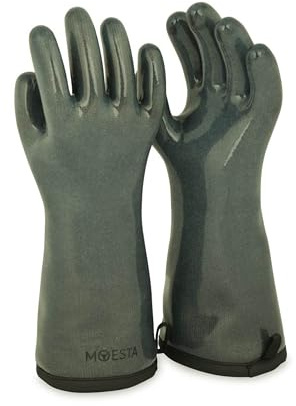 MOESTA-BBQ 20153 HeatPro Hitzehandschuhe - Ofen-Grillhandschuh Silikon, bis 350° Celsius hitzebeständig, waschbar - XL 10 olivgrün