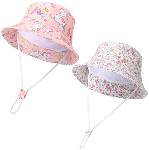ViEinkaufen 2 Packs Baby Bucket Sun Hat Unisex | Kids Summer Fisherman Hats Wide Brim for Girls