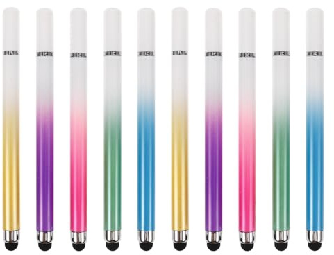 Ipetboom Lot de 10 Stylets Capacitifs Double Embout Couleurs Dégradées Pastel Compatibles Tablettes et Smartphones Stylets Précis pour Écriture et Dessin sur Écran Tactile Capacitif