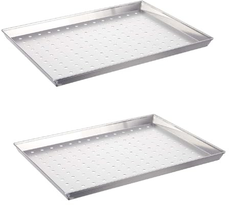 Set di 2 Teglie da forno rettangolare cm 45x35 H3 per Pizza pane dolci forata Professionale in Lega Alluminio 3003 con fori Bordi Ripiegati e Saldature Eccellenti Pasticcerie ristoranti Made in Italy