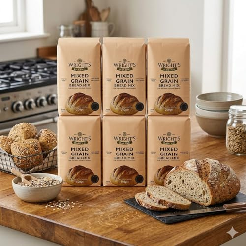 Wright's Baking Mixed Grain Bread Mix 6X500g - High Fibre Bread Mix with 8 Seeds & Grains, Simply Add Water, for Easy Home Baking by Hand or Bread Machine (NP)