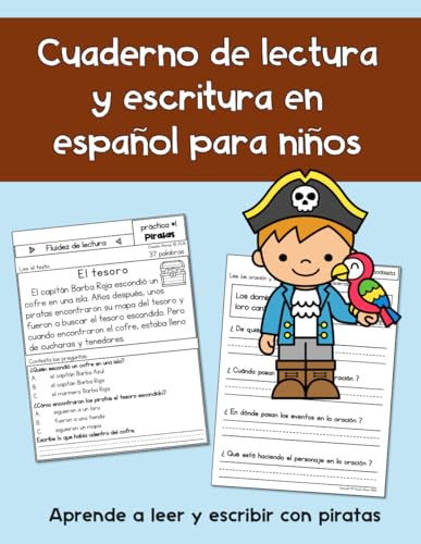 Cuaderno de lectura y escritura en español para niños: Aprende a leer y escribir con piratas (5–7 años)
