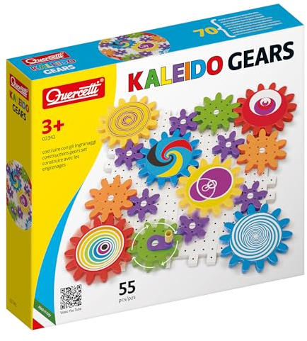 Quercetti Kaleido Gears, Konstruktionsspielzeug Spielzeug ab 3 Jahre Kinder, Brettspiele Geschenk Mädchen Junge Lernspiele Montessori Spielzeug Kinderspiele