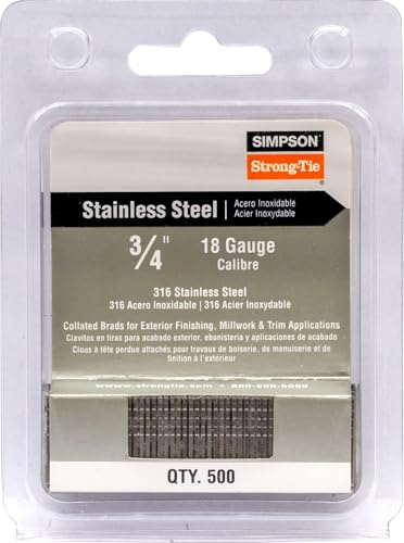 Simpson Swan Secure T18N075FNB 18-Gauge 316 Stainless Steel 3/4-Inch Brad Nails, 500 Per Box