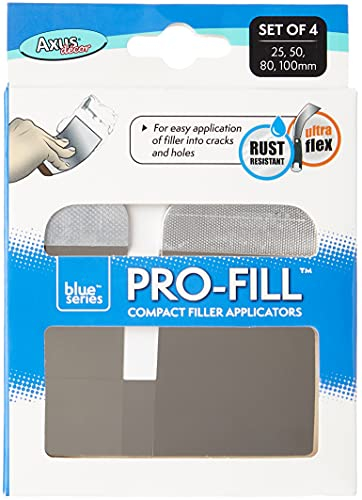 Axus Decor Pro-Fill Compact Filler Applicators (Blue Series) Flexible Blades, Putty Knife for Professional & DIY Projects, Anti Rust Blade and Aluminium Handle - 25mm, 50mm, 80mm & 100mm (Set of 4)