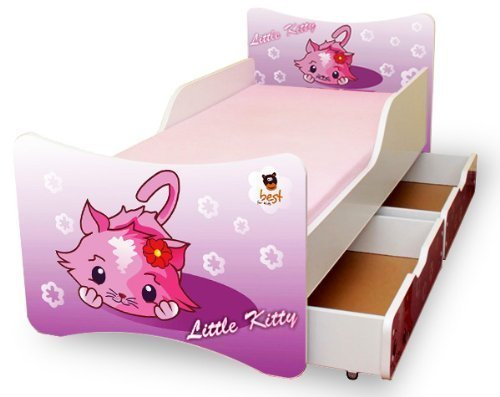Best For Kids Kinderbett 90x200 MIT Zwei SCHUBLADEN Little Kitty