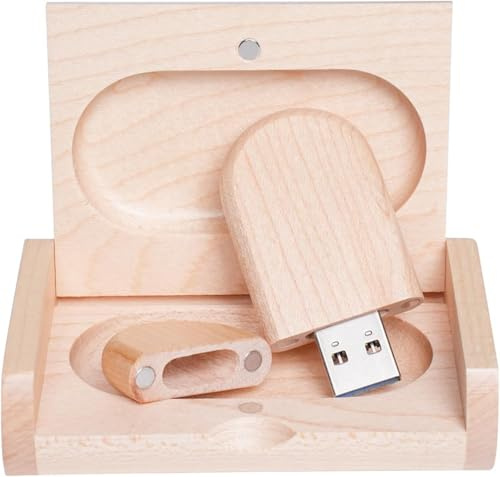 Yaxiny Memoria 2.0 USB 4GB Pendrive Hoja de Madera Divertido Pen Drive 4GB con Caja de Regalo de Madera Práctico Unidad Flash USB Almacenamiento para Regalo de Cumpleaños Llave USB