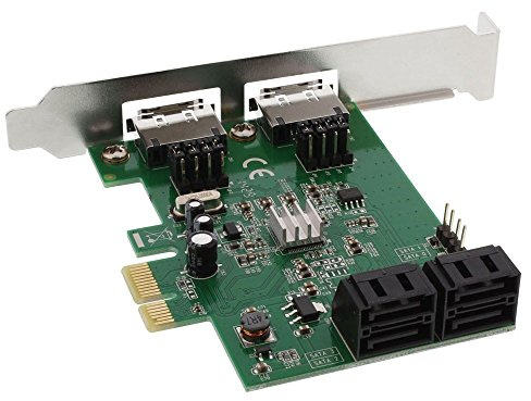 InLine 76617C gränssnittskort, 4x SATA 6 Gb/s, med 4x SATA (2x eSATA), PCIe 2.0 (PCI-Express)