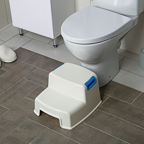 Tritthocker zweistufig Hocker Trittschemel Anti rutsch bis 80kg blau-weiß