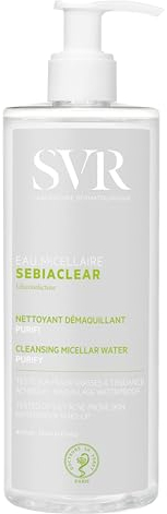 SVR - Sebiaclear Eau Micellaire - Gamme Sebiaclear – Eau nettoyante purifiante et matifiante – Pour peaux mixtes à grasses, sensibles ou à tendance acnéique – Gluconolactone, Micelles – 400 ml