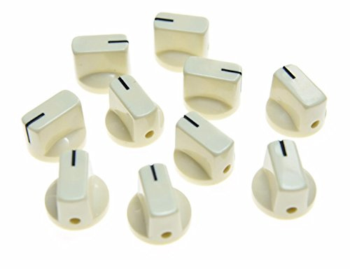 Dopro 10 Stück Gitarrenverstärker-Effektpedal-Knöpfe, Zeigerknopf mit Schraubenset, Altweiß